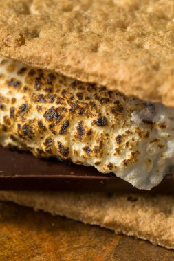 Ev yapımı Yapışkan Marshmellow Smore ile Çikolata ve Kurabiye