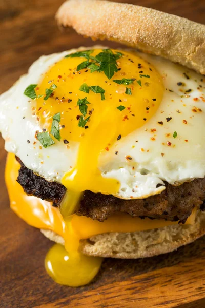 Homemade Egg Sausage Muffin Sandwich Breakfast — 스톡 사진