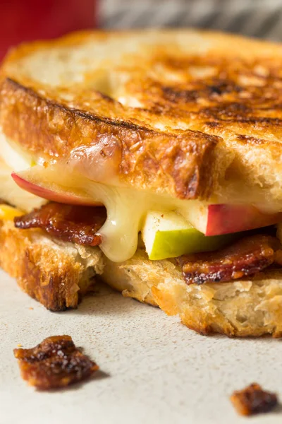 Homemade Bacon Apple Grilled Cheese Panini White Bread — Stock Photo, Image