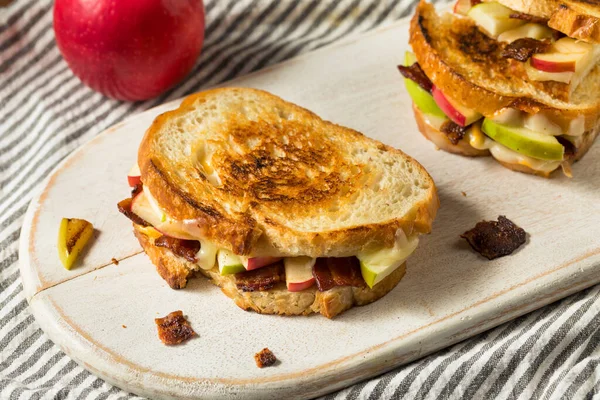 Panini Formaggio Alla Griglia Mele Con Pancetta Fatta Casa Sul — Foto Stock