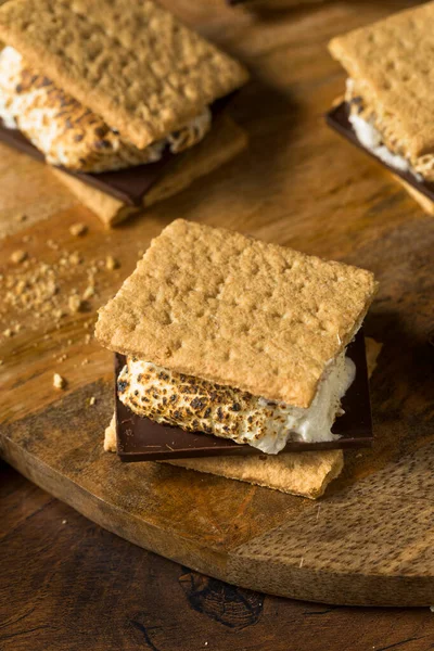 Σπιτικό Gooey Marshmellow Smore Σοκολάτα Και Μπισκότα — Φωτογραφία Αρχείου