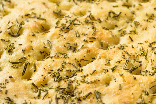 Sartén Gourmet Rosemary Focaccia Pan Con Aceite Oliva — Foto de Stock