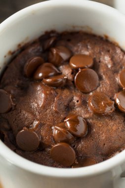 Ev yapımı çikolatalı mikrodalga kupa Brownie yemeye hazır.