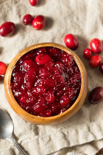 Rote Süße Bio Preiselbeersoße Einer Schüssel — Stockfoto