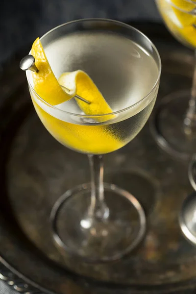 Boozy Lemon Dry Gin Martini Wermutem — Zdjęcie stockowe