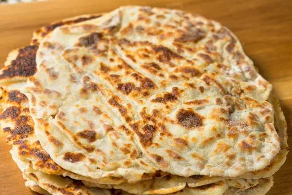 Házi Készítésű Norvég Burgonya Lefse Flatbread Cukorral Vajjal — Stock Fotó