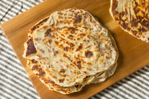 Patata Noruega Hecha Casa Lefse Flatbread Con Azúcar Mantequilla — Foto de Stock