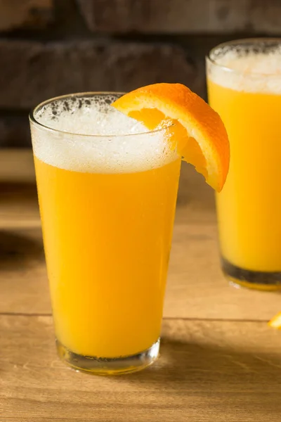 Boozy Refreshing Beermosa Cocktail Brunch Orange Juice — Stock Photo, Image