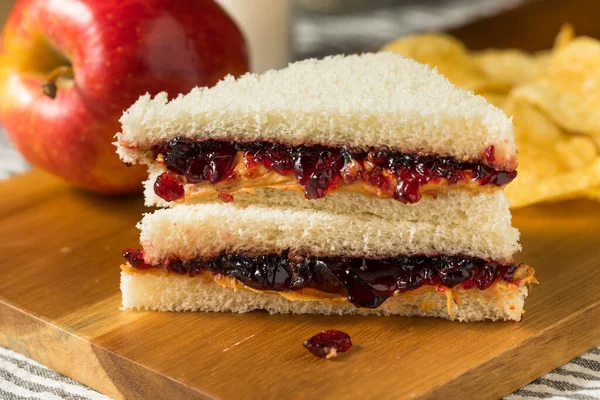 Homemade Crustless Peanut Butter Jelly Sandwich Chips Stock Photo