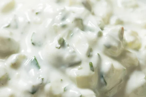 Salsa Tzatziki Griega Casera Con Eneldo Pepino —  Fotos de Stock