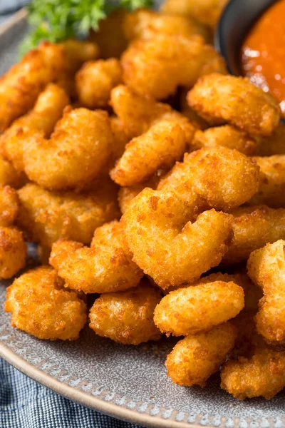 Homemade Deep Fried Popcorn Shrimp Ready Eat — Stock Photo, Image