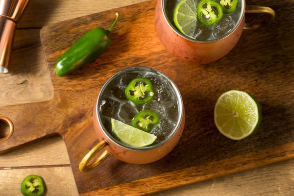 Boozy Refresh Spice Jalapeno Tequila Mule Lime Ginger — стокове фото