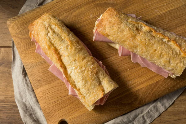 Hemlagad Fransk Ham Jambon Beurre Smörgås Med Smör — Stockfoto