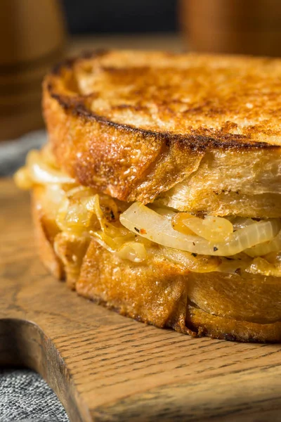 Homemade Onion French Melt Sandwich Gruyure Cheese — Stock Photo, Image