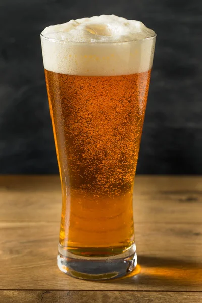 Boozy Golden Beer Ale Tall Glass Foam — Stock Photo, Image