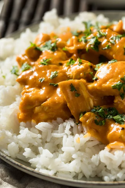 Pollo Casero Del Curry Del Coco Del Mango Con Arroz — Foto de Stock