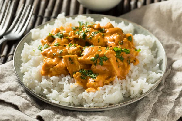 Homemade Mango Coconut Curry Chicken White Rice — 스톡 사진