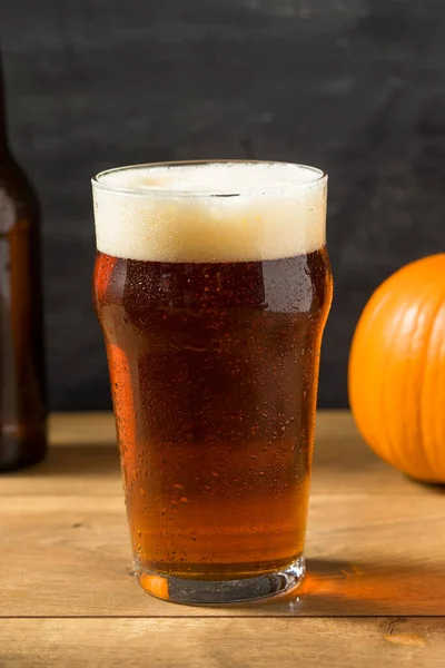 Birra Fredda Rinfrescante Alla Zucca Ale Bicchiere Pinta — Foto Stock