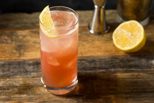 Δροσιστικό Cold Sloe Gin Fizz Cocktail Γαρνιτούρα Λεμόνι — Φωτογραφία Αρχείου