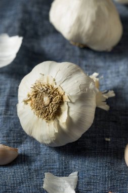 Çiğ organik beyaz sarımsak ile pişirmeye hazır