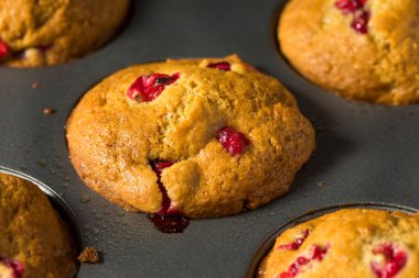 Portakal aromalı ve meyveli ev yapımı kızılcık kekleri.