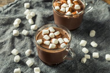 Mini marshmallowlu ev yapımı sıcak çikolata.