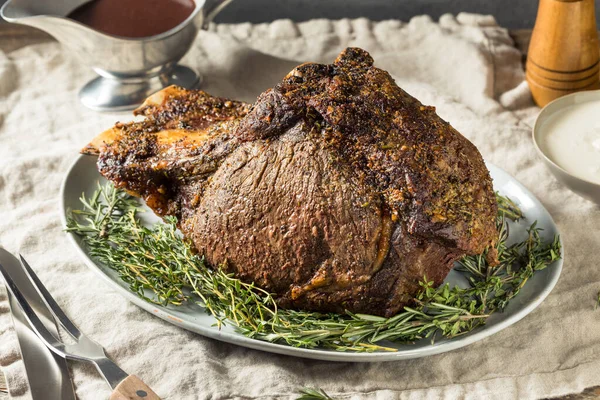 Homemade Prime Rib Beef Roast with Gravy and Herbs