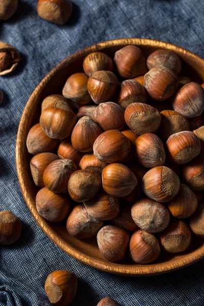 Raw Organic Unshelled Hazelnuts Bowl — Stock Photo, Image