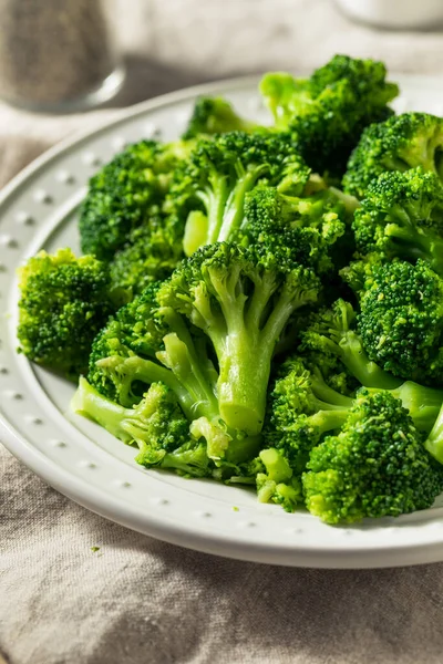 Homemade Warm Steamed Broccoli with Salt and Pepper