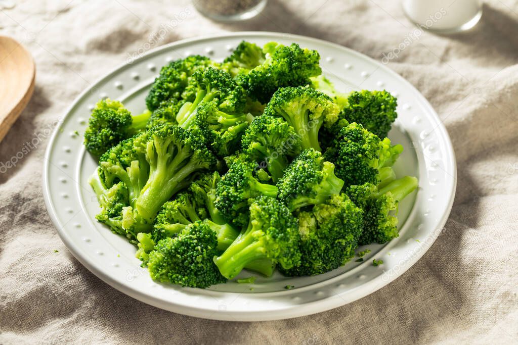 Homemade Warm Steamed Broccoli with Salt and Pepper