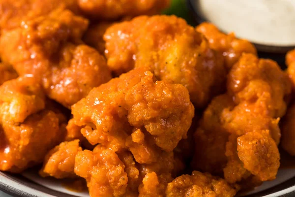 Homemade Fried Boneless Buffalo Chicken Wings Ranch Dressing — Stock Photo, Image