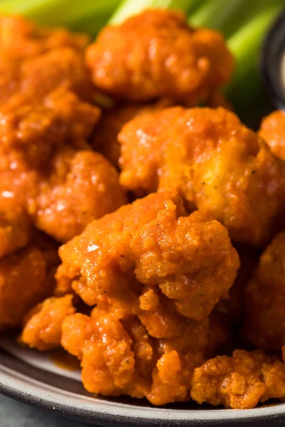 Homemade Fried Boneless Buffalo Chicken Wings Ranch Dressing — Stock Photo, Image