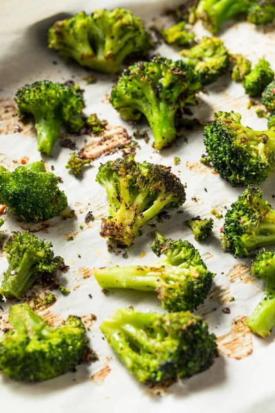 Homemade Organic Roasted Green Broccoli with Salt and Pepper