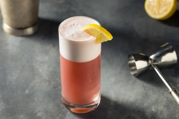 Orzeźwiający Boozy Chicago Fizz Cocktail Rumem Portem — Zdjęcie stockowe