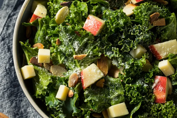 Homemade Healthy Kale Apple Salad Cheese Nuts — 스톡 사진