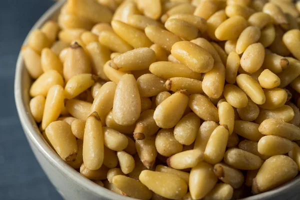 Raw Organic Pine Nuts Bowl — Stock Photo, Image