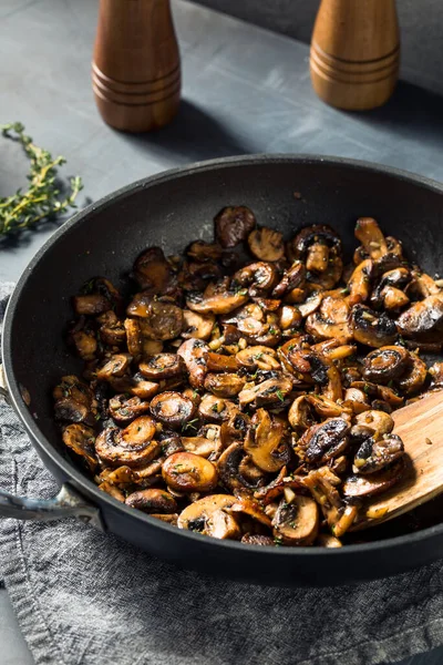 Homemade Healthy Sauteed Mushrooms Butter Thyme — Stock Photo, Image