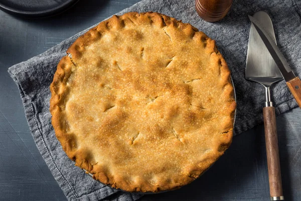 Gezonde Zelfgemaakte Kippentaart Met Saus Erwten — Stockfoto