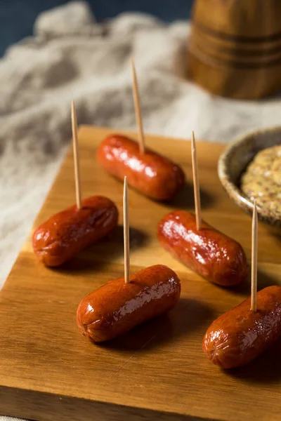 Homemade Warm Cocktail Weenies Ground Mustard — Stock Photo, Image