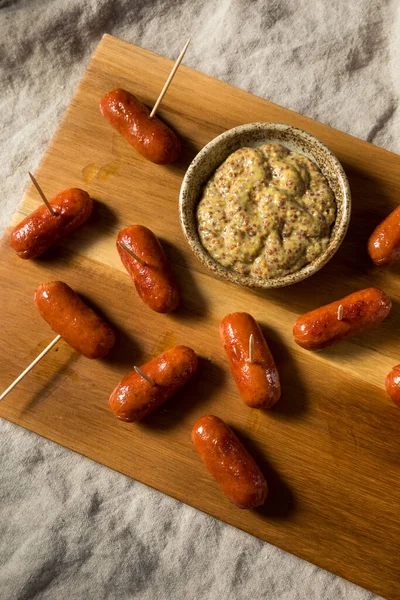 Homemade Warm Cocktail Weenies Ground Mustard — Stock Photo, Image