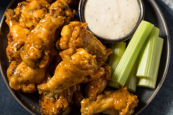 Homemade Peri Chicken Wings Ranch Celery — Stock Photo, Image