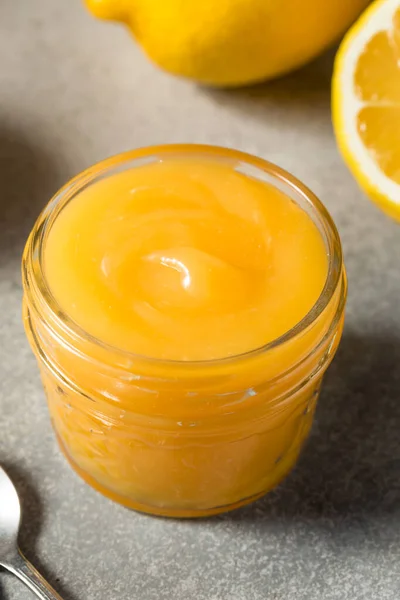Homemade Sweet Organic Lemon Curd Jar — Fotografia de Stock