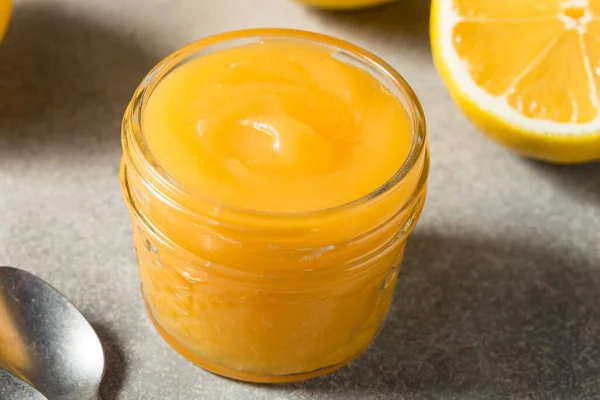 Homemade Sweet Organic Lemon Curd Jar — Fotografia de Stock