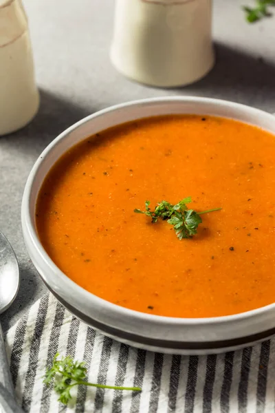 Healthy Homemade Red Bell Pepper Soup Bread — Stock Photo, Image