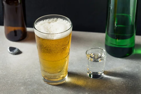 Boozy Refreshing Soju Bomb Cocktail Beer — Stock Photo, Image