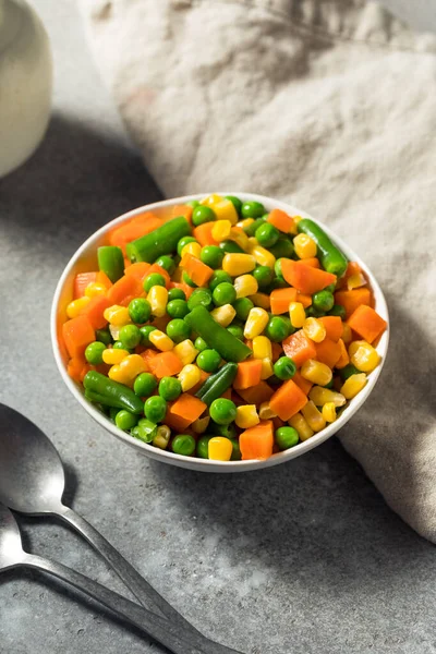 Healthy Steamed Mixed Vegetables Peas Corns Carrots — Stockfoto