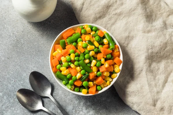 Healthy Steamed Mixed Vegetables Peas Corns Carrots — Stock Fotó