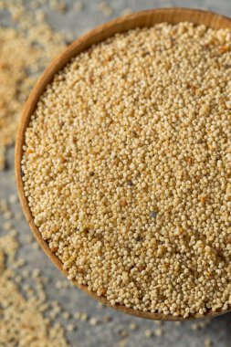 Bir kâsede organik beyaz kinoa taneciği