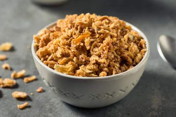 Hausgemachte Bio Knusprige Gebratene Zwiebeln Einer Schüssel — Stockfoto