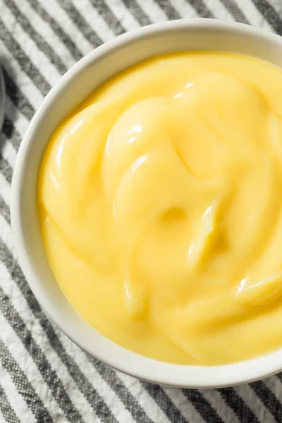 Homemade Yellow Vanilla Puding Eat Dessert — 스톡 사진